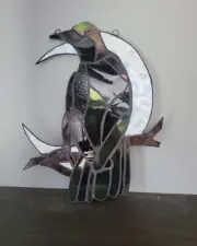 *New* Lower Price Unique Handcrafted Raven Moon Stained Glass Suncatcher