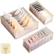 Wardrobe Clothes Organizer, Dormitory Closet Organizer, Washable Mesh Clothing Organizers Box for Socks, Underwear, Ties, Pantie,Boxer for Men, Home Mesh Underwear Storage Box(Beige)