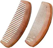 FOTOEVFC Sandalwood Moon Hair Comb, 2Pcs Natural Sandalwood Wide Tooth Hairbrush, Anti-Static Wooden Comb for Women, Men & Kids