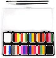 Biendo 32 Colors Painting Kit Face Paints Washable Body Paint with 2 Brushes Art Makeup Palette