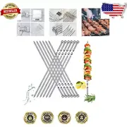 23.6-Inch Stainless Steel BBQ Skewers - Set of 12 for Perfect Kabobs
