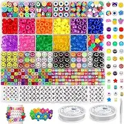 Clay Beads for Jewelry Making Kit, Pony Beads for Girls Bracelet Making Kit, Arts & Crafts for Girls Age 4-8 Girls Gift 5, 6, 7, 8, 9 Years Old