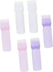 HONITANO 6pcs Portable Hair Coloring Applicator Bottles with Ergonomic Comb for Home Barbershop Use Compact Plastic Squeeze Bottles with Graduated Scale for Easy Application