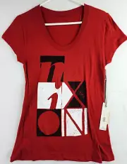 New Nixon Taryn Cap Sleeve Womens Red Logo T-shirt Size Medium