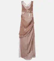 [Jacques Wei] Jacques Wei Draped sequined tulle dress AU 12 brown