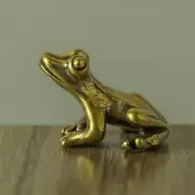 2 Pieces Brass Frog Statue Ornament Animals Toys Home Office Decoration Artwork~