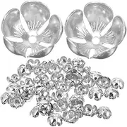 STOBOK DIY Bead Caps Set 50pcs Jewelry Bead Spacer Caps Smooth Surface for DIY Bracelets Necklaces