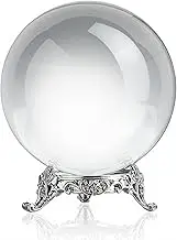 QFkris 80mm Clear Crystal Ball with Stand for Fortune Teller Divination Crystal Sphere for Magic, 3.1inch Decorative Ball for Lensball Photography, Feng Shui