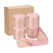 4pcs Chiffon Ribbon, 1"x5 Yard Silk Ribbon, Light Pink Glitter Fabric Ribbon