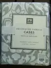 Set of 2 Pottery Barn Decorator Damask Standard Pillowcases NWT Gray & White