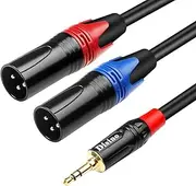 Disino 1/8 Inch to Dual XLR Male Y-Splitter Cable,Unbalanced 3.5mm Mini Jack TRS Stereo to Double Male XLR Adapter Interconnect Breakout Patch Cord - 6.6 Feet/2 Meters