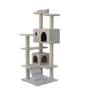 YES4PETS 130 cm Beige Cat Scratching Post Tree Scratcher Pole-Beige