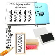 Flute Student & Teacher Gift Pack-Flashcard set,Fingering Rubber Stamp & Ink Pad