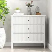 [RoyalCraft] Chest of Drawers, Engineered Wood, White, 3 Drawers
