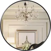 28 Inch Black round Mirror, Bathroom Mirror for Wall, Wall-Mounted Circle Mirror