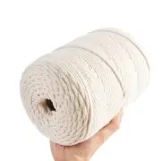 Macrame Cord 5mm x 328 Yards, 100% Natural Cotton Rope, 4-Strand Twisted for Cra