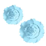 3 Pcs DIY Decor Paper Flower Light Blue (8"&12", Round Leaf Style)