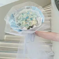 在飛比找Yahoo!奇摩拍賣優惠-永生花碎冰藍色漸變玫瑰花結婚手捧仿真香皂假花生日禮 特價