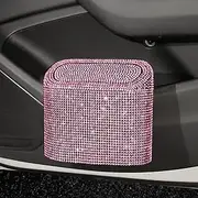Bling Car Trash Can,Bling car Accessories for Women,Auto Trash Bin Decorated with Rhinestones,Mini Waterproof Garbage Organizer for car(Pink)
