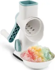 Rotary Ice Shaver Manual Snow Cone Maker with Handle & Suction Feet White