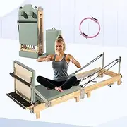 Foldable Wooden Pilates Reformer For Home Gym & Studio-Compact Adjustable Strength Training Equipment With Padded Jump Board