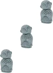 Cabilock 3pcs Bodhisattva Statue Buddha Statue Desktop Monk Statue Garden Buddha Figurine Vintage Sandstone Decor Statue for Home Garden Statue Garden Figurine Green Sandstone