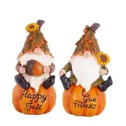 Garden Gnome Statue Autumn Harvest Fall Dwarf Statue Figurine,Happy Fall and