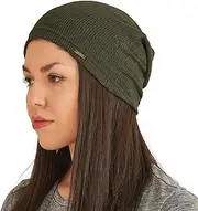 [CHARM] Mens Light Weight Summer Beanie - Womens Breathable Slouchy Beanie Knit Hat Baggy Slouch Cap Khaki