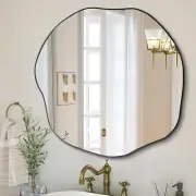 Irregular Mirror, Large Asymmetrical Wall Mirror, 30" Modern Scalloped round Mir