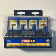 RYOBI 4 PCS Straight Router Bit Set Blue Package 1/4" 3/8" 1/2" 5/8" A25RS04 New