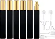 Lil Ray 10ml Perfume Atomizer for Men & Women. Refillable Square Glass Spray Bottle. Portable Fragrance Bottle for Travel ,Party, Black&Gold