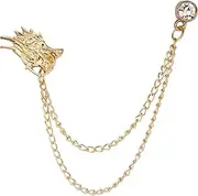 [Knighthood] Men's Golden Dragon Head Lapel Pin Badge Coat Suit Jacket Wedding Gift Party Shirt Collar Accessories Brooch (Golden) (KN-LP-M11-DRAGON-HEAD)
