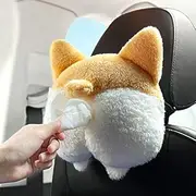 Chris.W Corgi Butt Car Tissue Holder Sun Visor Napkin Box Vehicle Backseat Tissue Case Holder for Home Decor