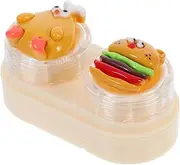 [PACKOVE] Portable Contacts Lens Case with Drawer Design Cute Cartoon Eye Lens Storage Box Leak Contacts Lens Travel Kit with Tweezers for Home