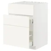 METOD / MAXIMERA base cab f sink+3 fronts/2 drawers, white/Vallstena white, 60x60x80 cm