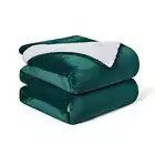 Sherpa Fleece Blanket (King Size 108”x90”) Plush Throw 108"x90" Emerald Green