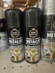 2x Black Brilliant Metallic Spray Paint Interior/Exterior for Metal Wood