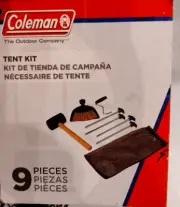 Coleman 9 Piece Tent Kit w Rubber Mallet 4 Stakes/Stake Puller Dust Pan and Bag