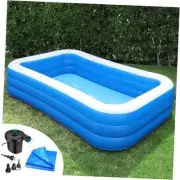 Inflatable Pool for Adults 10' x 6' - Bundle (Ground Tarp and Electric Pump