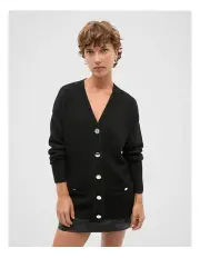 [Seed Heritage] Boucle Knit Pocket Slouch Cardigan in Black