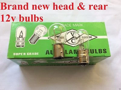 HONDA C70 passport CB110 CB125 CB200 CB250 CL S90 HEAD & REAR NEW BULBS 12V