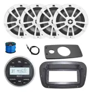 JBL Marine Radio, Spa Bezel, Adapter, Antenna, 4x 8" 375W White Speakers w/Wire