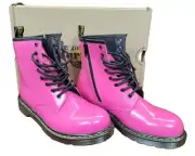 Dr. Martens Patent Pink Lace Up Delaney US KIDS SIZE 5 WOMENS 6.5 NEW NIB JY004