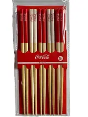 Brand New Coca Cola Coke 5 pairs of chopsticks White/ Red