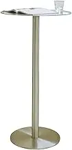 Tall Bistro Pub Table, Stainless Steel Frame Breakfast Bar Modern Dining Table Snack Table Coffee Table Tea Table Nightstand Sofa Table Work Table(50x75cm/1.6x2.5ft)