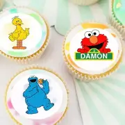 Sesame Street Elmo Big Bird Pre-cut Edible Icing Cupcake or Cookie Toppers