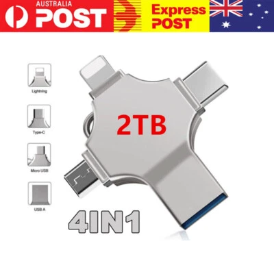 2TB 4in1 USB 3.0 Flash Drive Memory Photo Stick Type C for iPhone iPad Android