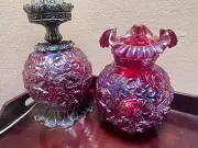 FENTON CARNIVAL GLASS POPPY LAMP GWTW, NEW IN OLD STOCK