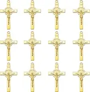 YionZian 50Pcs Metal Religion Saint Benedict Medal Cross Charm Rosary Centre INRI Crucifix Pendants Beads for DIY Bracelet Necklace Jewelry Making Supplies