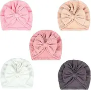 [Adeimoo] Baby Girls Hats Turban Hat for Infant Cap Hats with Bow Knot Soft Nursery Beanie
